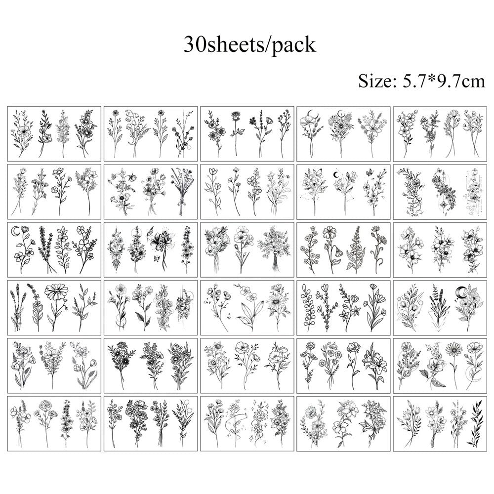 Waterproof Temporary Tattoos Set – Butterfly, Rose & Feather Stickers (Disposable)
