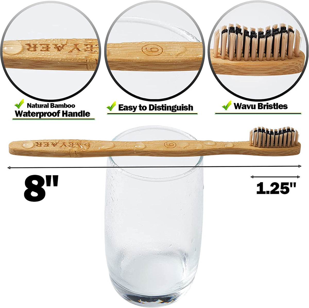 20 Count Eco-Friendly Bamboo Toothbrushes Soft & Medium Bristles Bulk Pack
