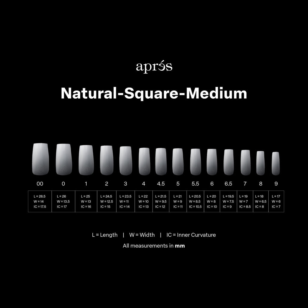 Gel Nail Tips Set - Ombre Natural Square Medium Tips, 14 Sizes, 210pcs