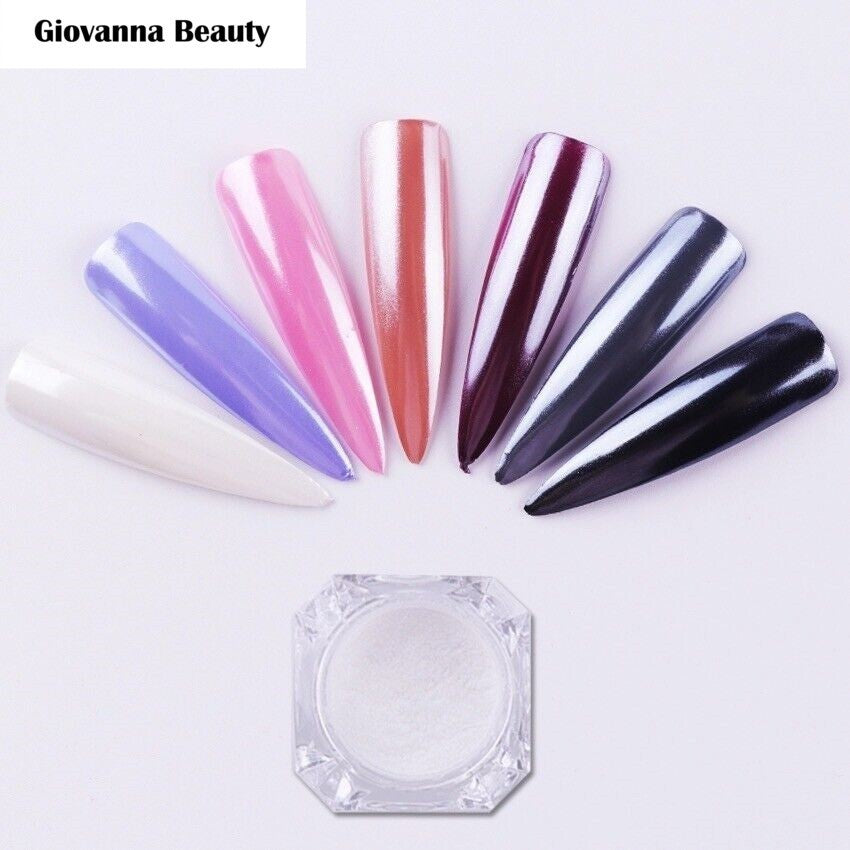 White Chrome Powder Nail Art Pigment - High Shine Pearl Dust for Gel Nails