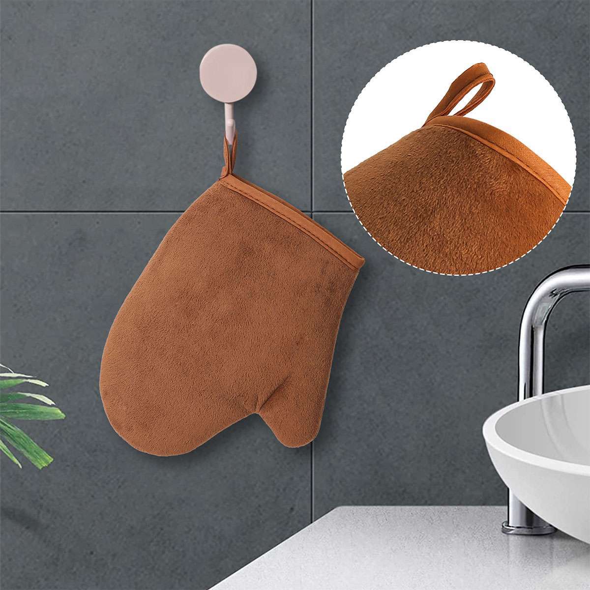 Self Tanning Lotion Applicator Mitt & Back Rubbing Strap Set for Even Sunless Tan