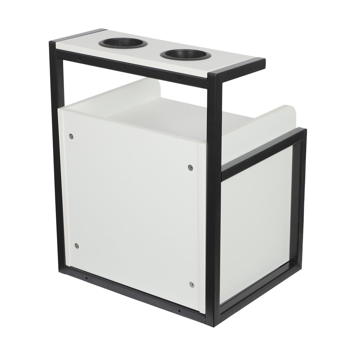 Wall-Mounted Salon Storage Cabinet with 2 Drawers - Black & White