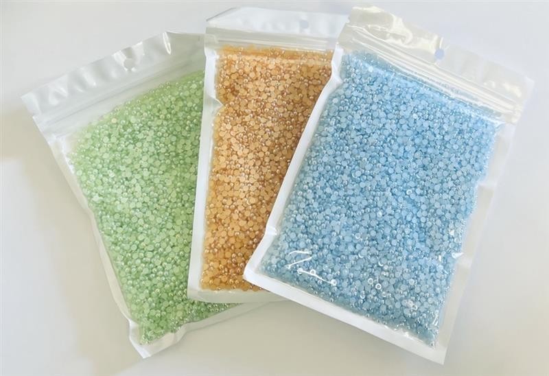 Pastel Green Peach and Blue Resin Half Pearl Crafting Gems 3mm Set