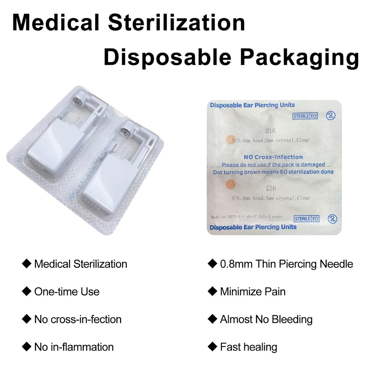 Self Ear Piercing Kit - 10 Pack Disposable Gun with Sterling Silver Ear Studs