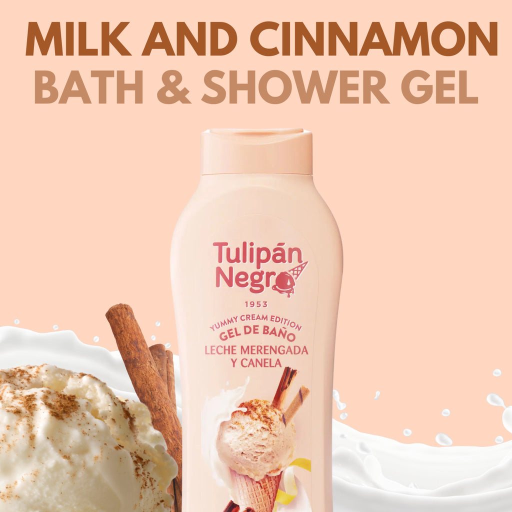 Milk & Cinnamon Shower Gel - Tulipan Negro Meringue 21.9 fl oz, Gentle Body Wash