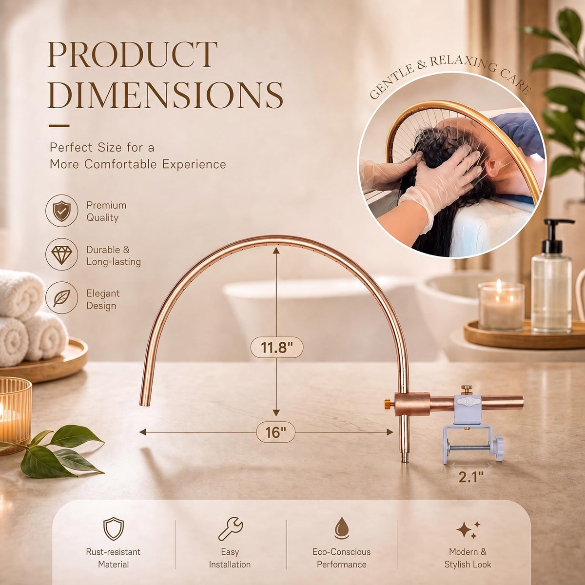 Head Spa Equipment with Water Circulation System for Shampoo Beds & Chairs Gold Finish