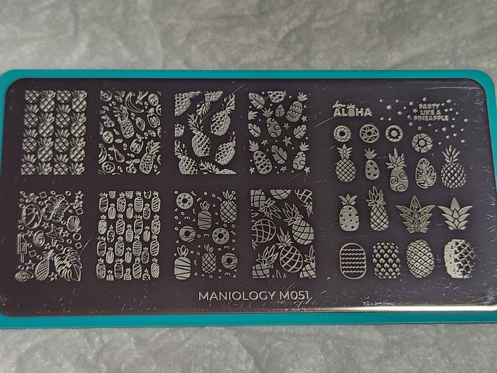 Maniology Nail Stamping Plate M051 Aloha Pineapples Nail Art Tool