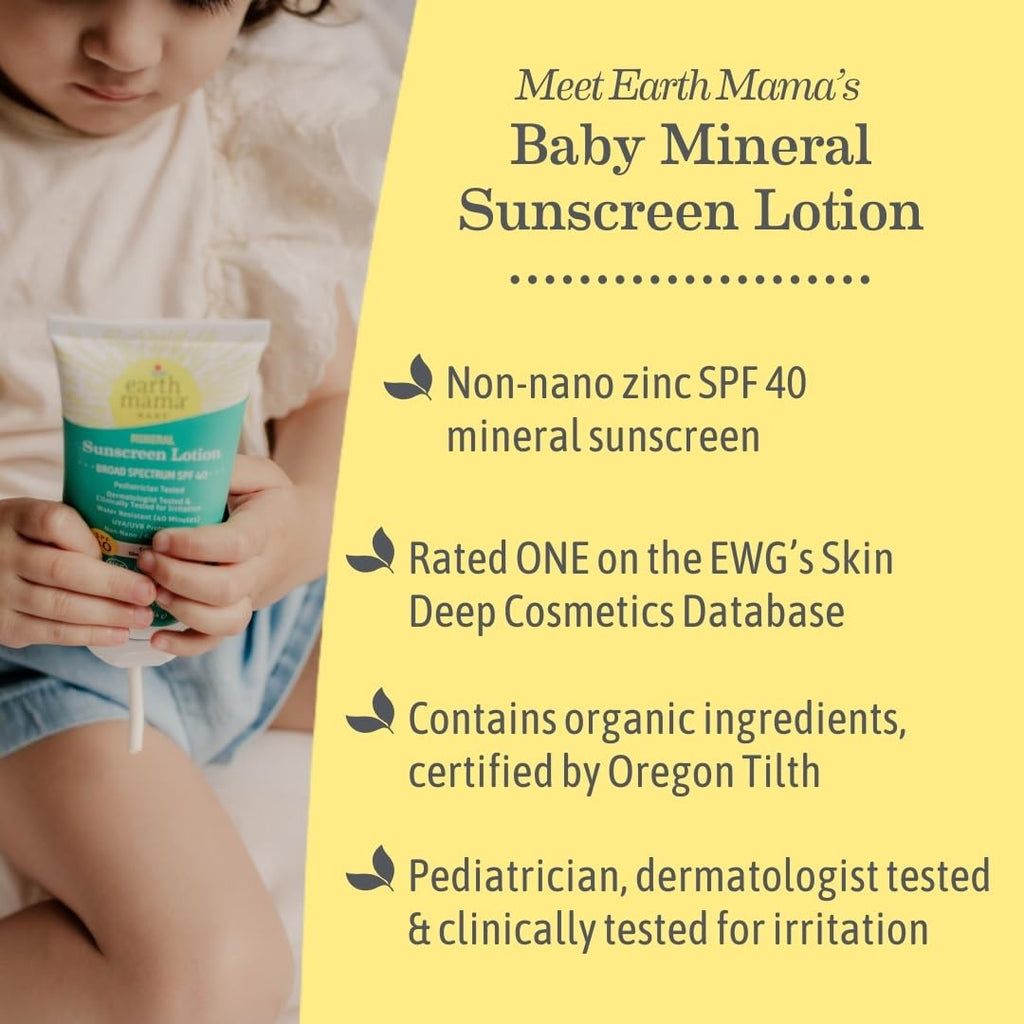 Mineral Sunscreen Lotion SPF 40 for Sensitive Skin - Baby & Family Safe, Water Resistant 3 oz