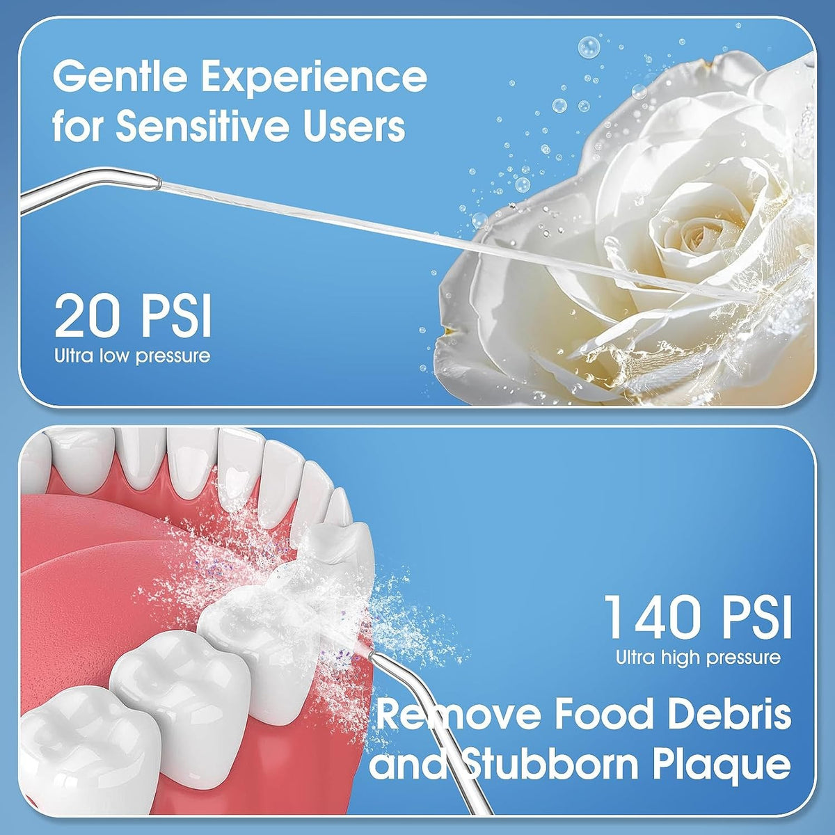 Cordless Dental Water Flosser with 5 Jet Tips, 300ML Rechargeable Oral Irrigator
