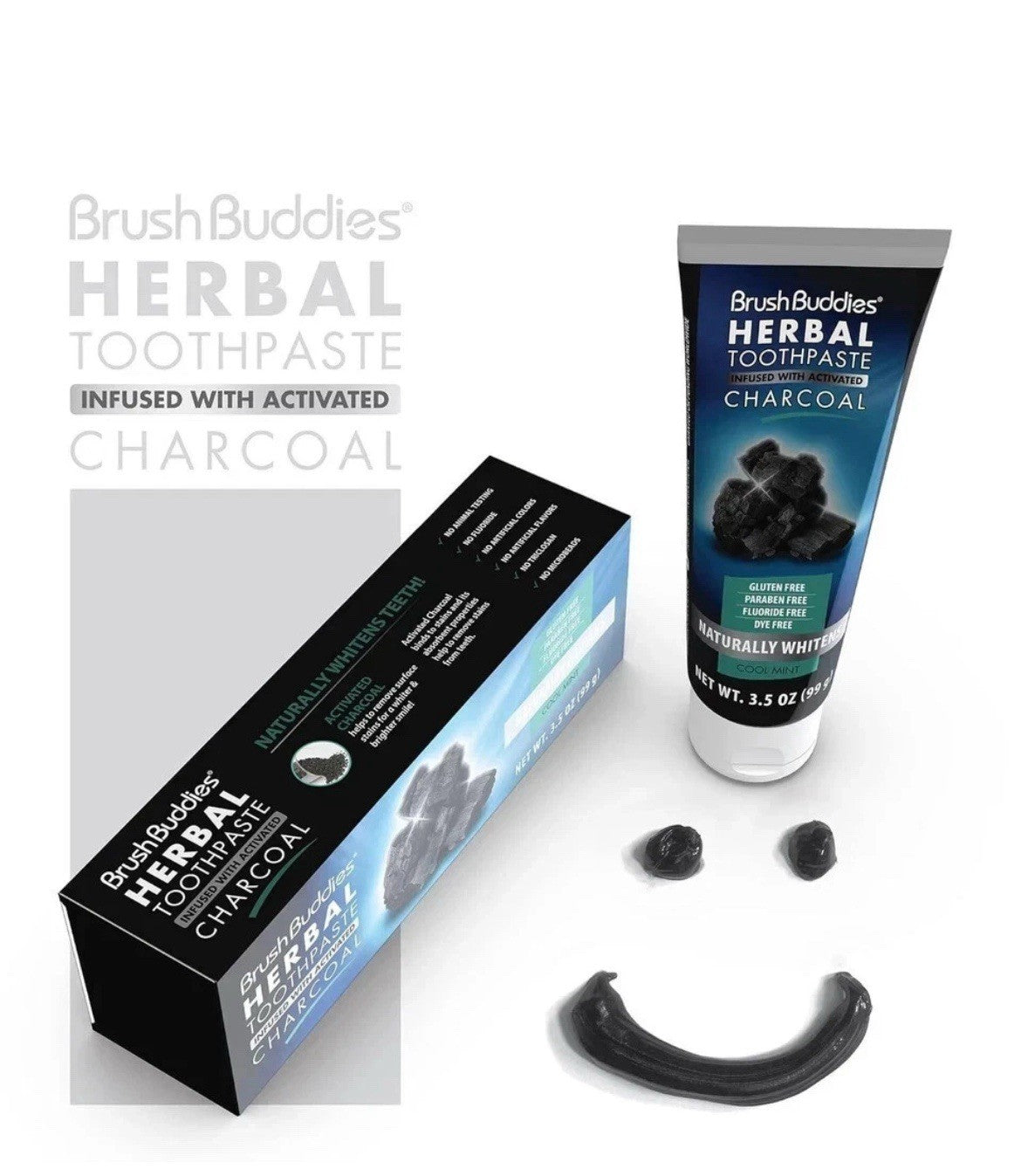 Charcoal Whitening Toothpaste Fluoride-Free Natural Dental Care - Mint Flavor