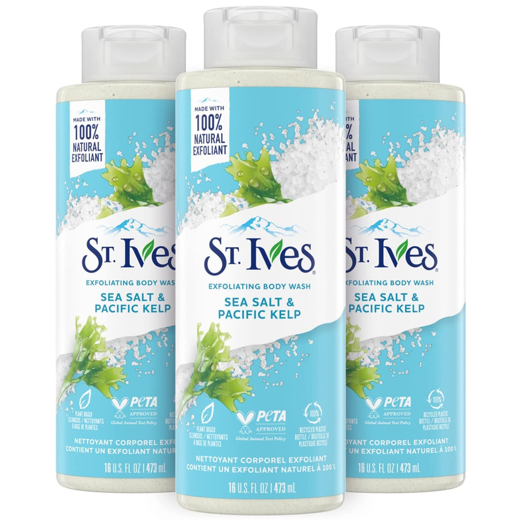 Exfoliating Body Wash with Sea Salt & Pacific Kelp - Natural Plant-Based Cleanser