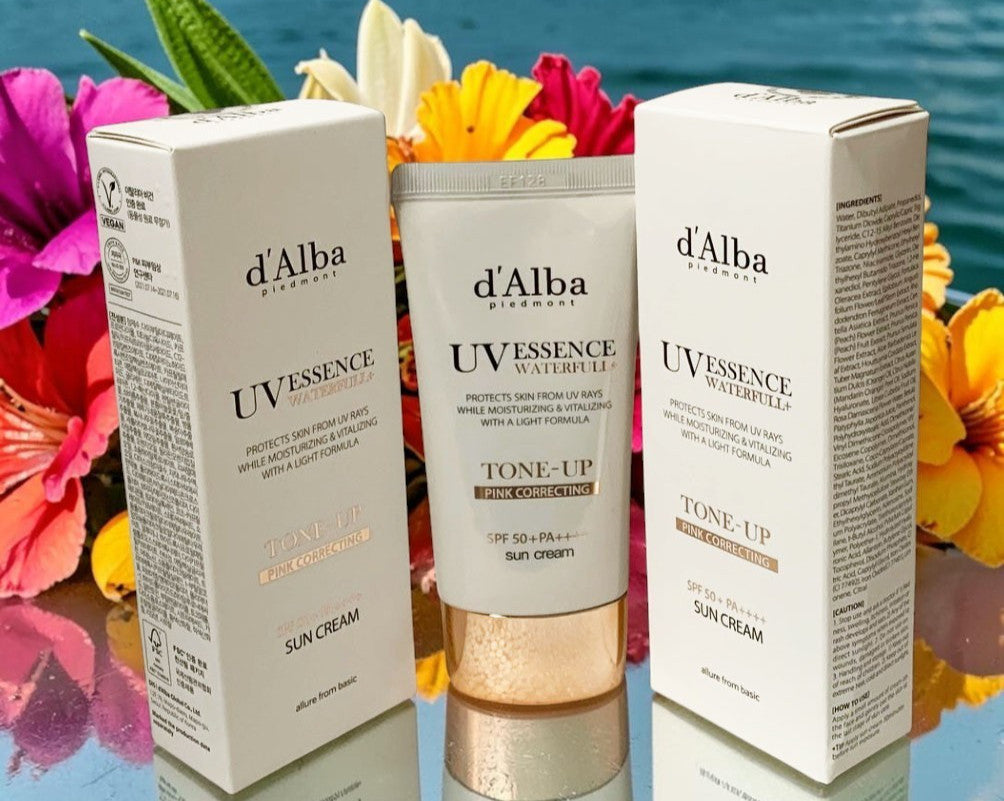 D'ALBA Waterfull UV Essence Sun Cream Pink Correcting SPF 50+ PA++++ - 50ml Duo Set