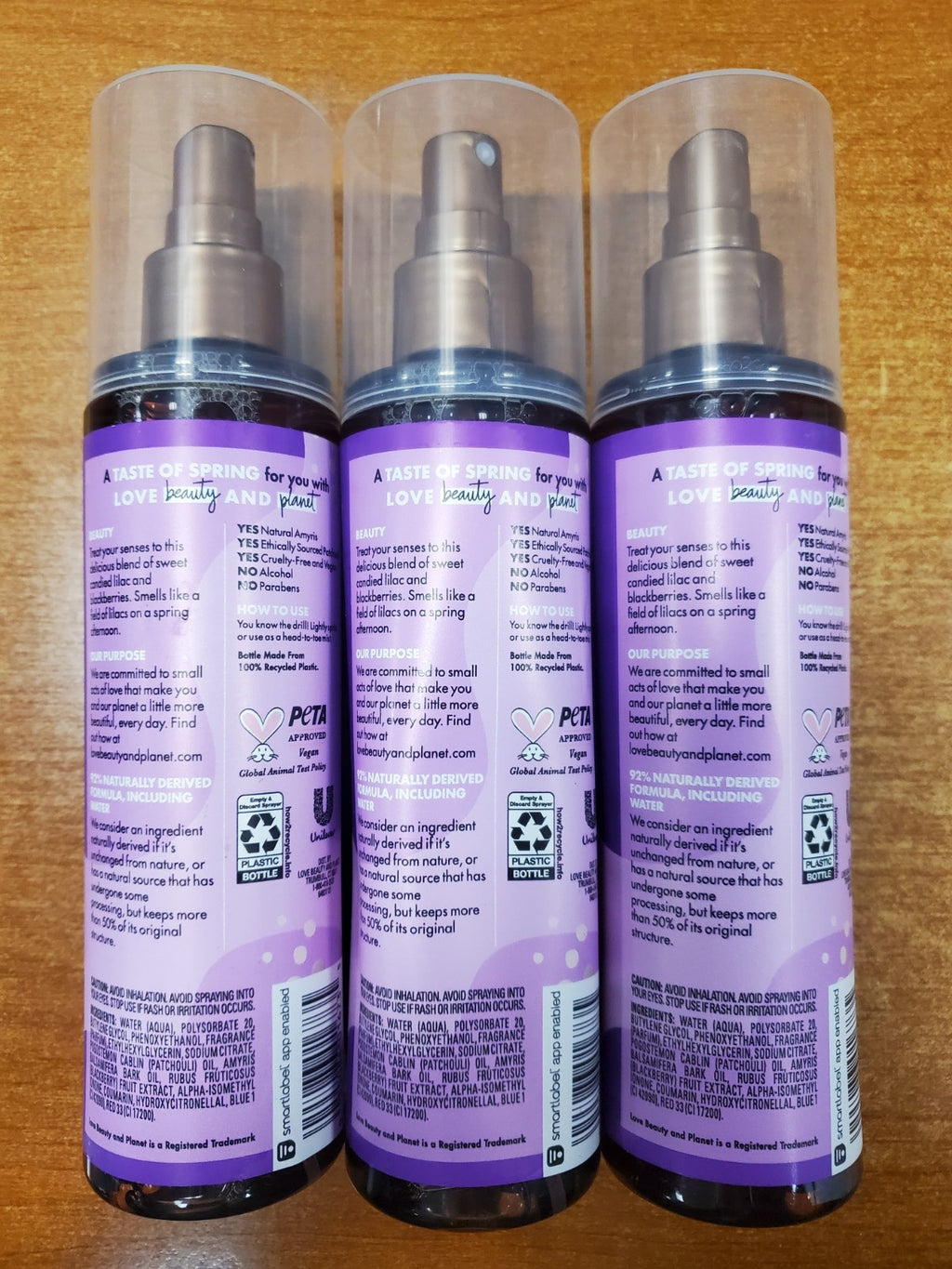 Vegan Body Mist Set - Candied Lilac & Blackberry Fragrance, 3 Pack 8oz