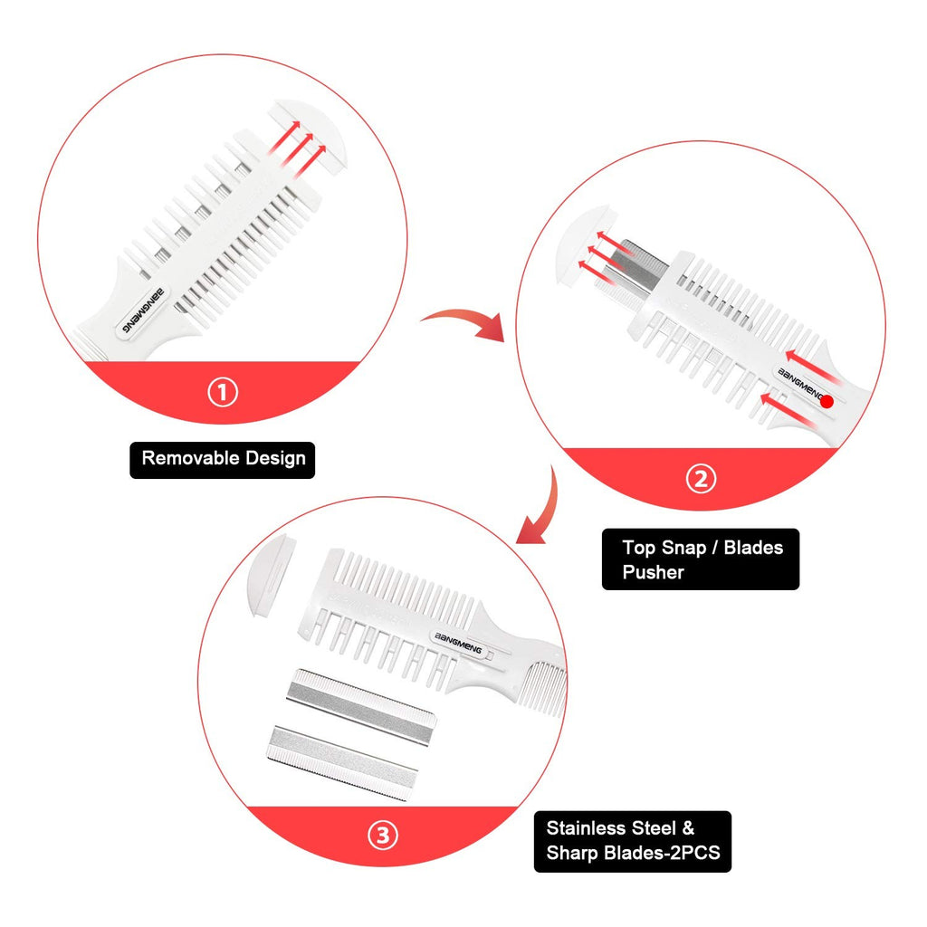 Hair Cutter Comb with Double Edge Razor for Split Ends & Styling