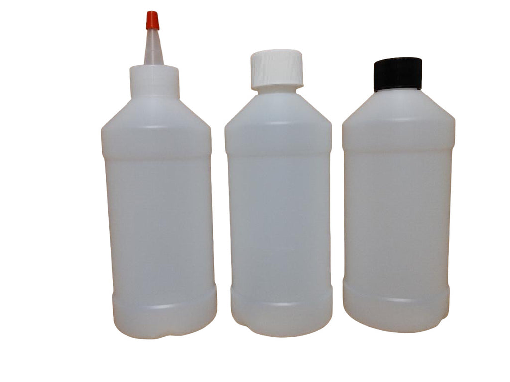 16 oz Plastic Bottles with Choice of Closure - HDPE Liquid Storage