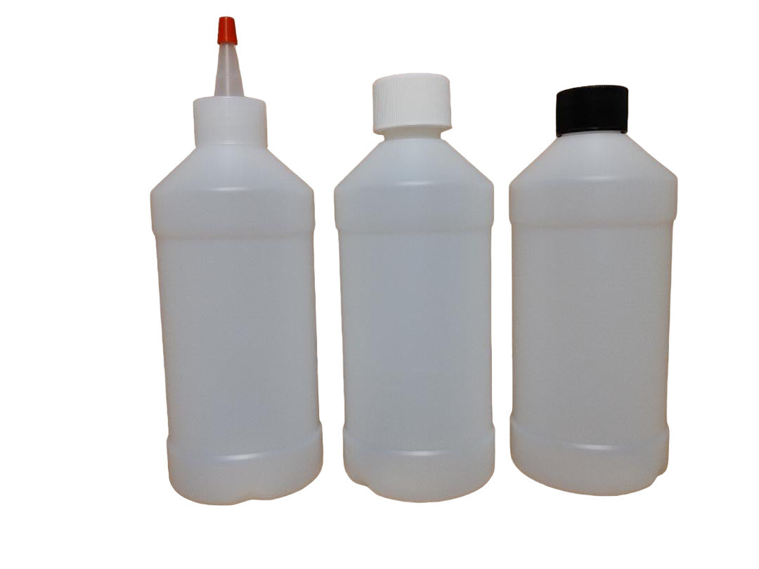 16 oz Plastic Bottles with Choice of Closure - HDPE Liquid Storage