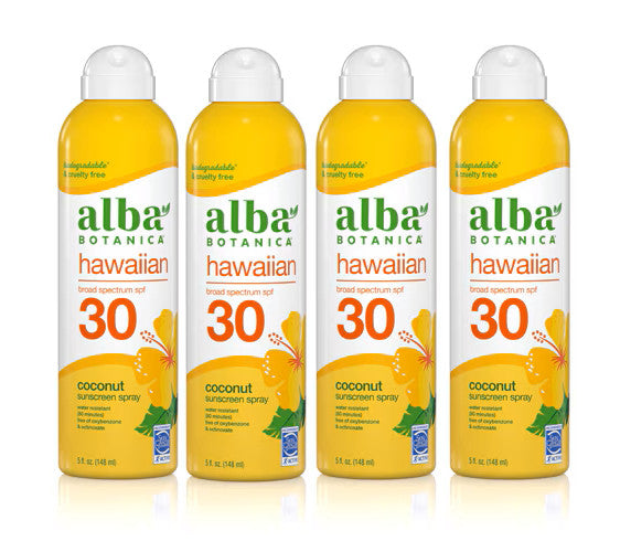 Alba Botanica Sunscreen SPF 30 Coconut Spray 4-Pack - Best By Date Variants