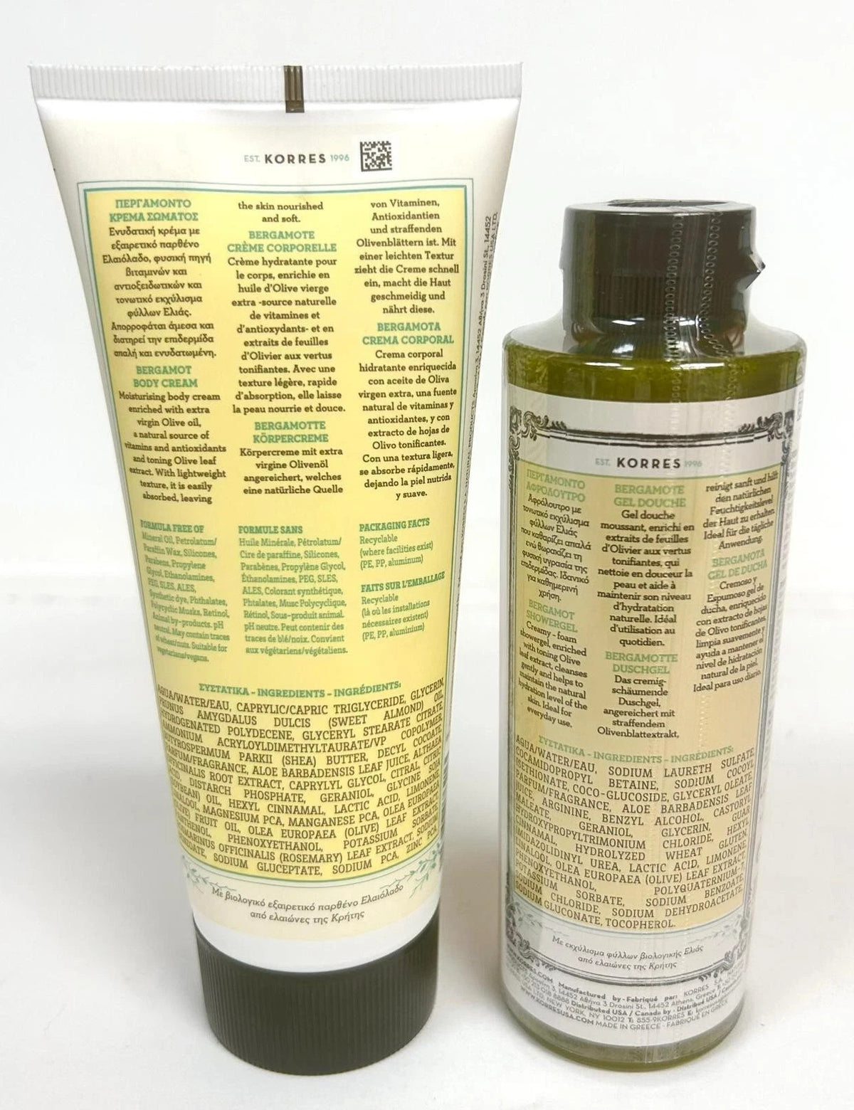 Greek Olive Body Cream & Shower Gel Set - Hydrating Natural Skincare