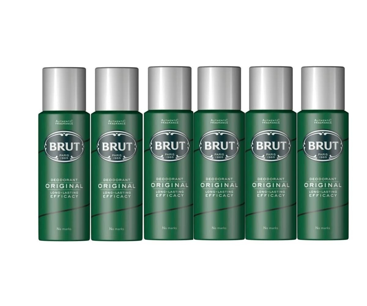 6 Pack Brut Original Men’s Body Spray Deodorant 200ml Aerosol