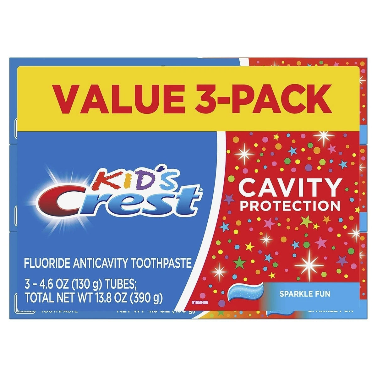 Kids Fluoride Cavity Protection Toothpaste 4.6 Oz Pack of 3 - Enamel Safe & Sugar-Free