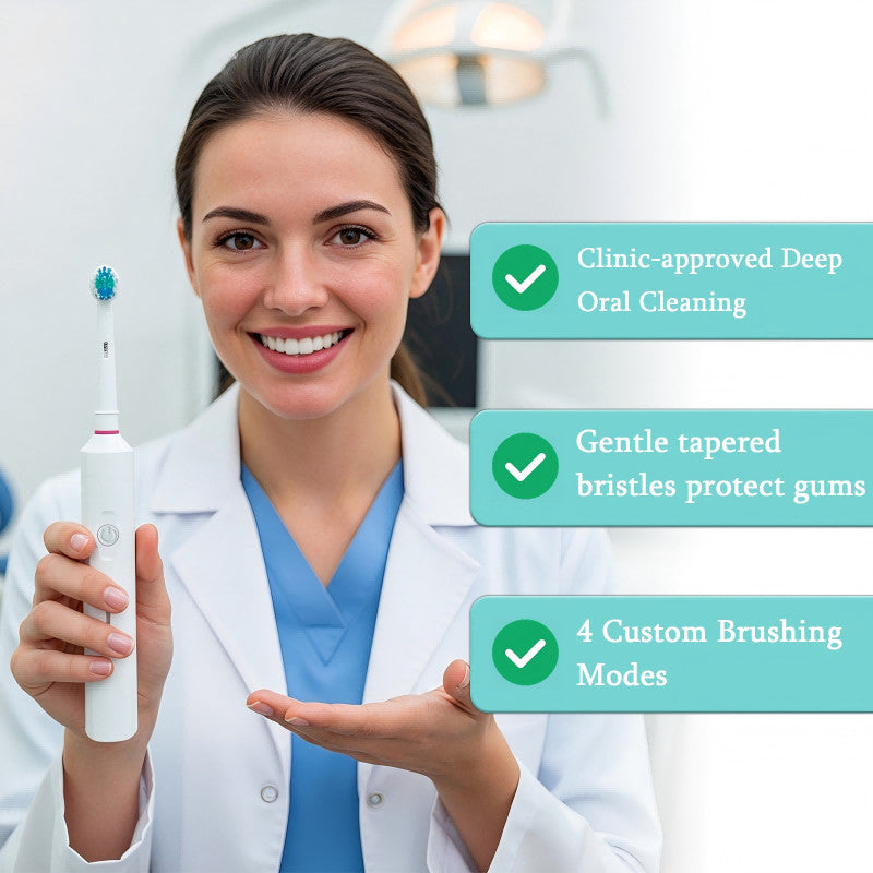 Electric Sonic Toothbrush 5 Modes 8 Replacement Heads Waterproof Travel