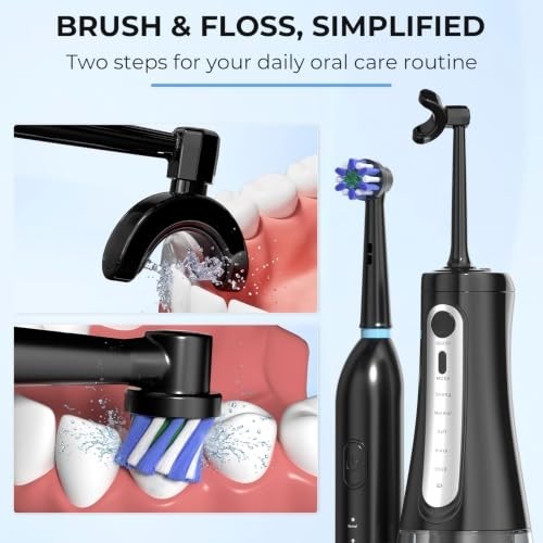 Water Flosser and Electric Toothbrush Combo Kit Black - 2-in-1 Oral Care Set