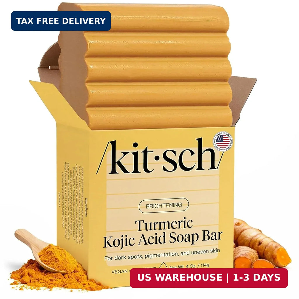 Kojic Acid & Turmeric Soap Bar - Brightening Hydrating Face & Body Wash - 4 oz