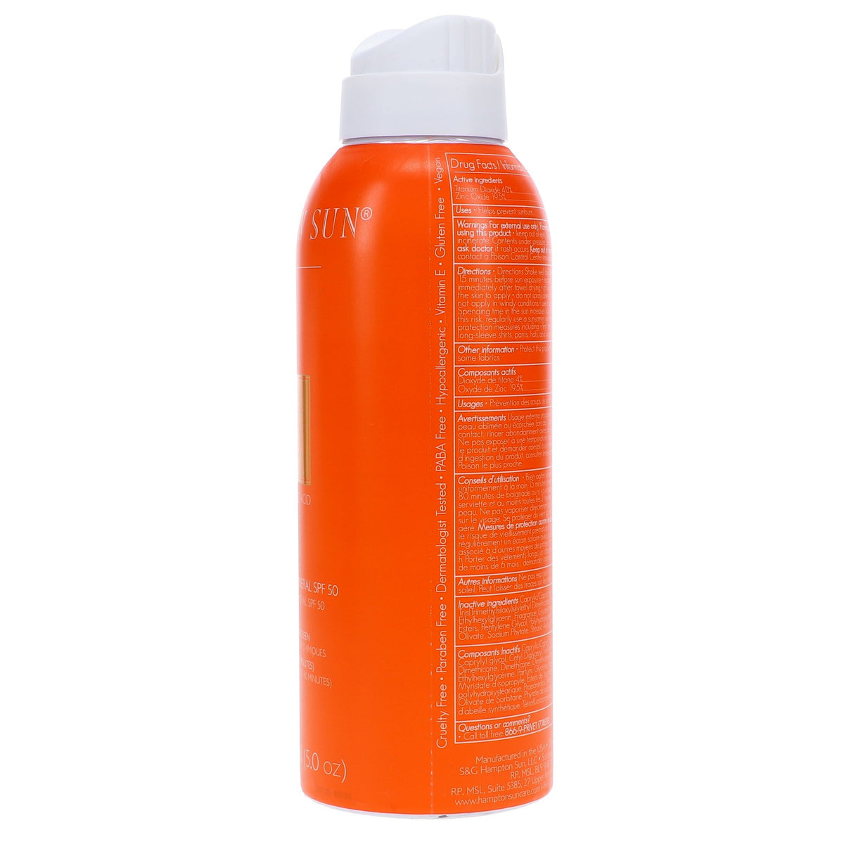 Hampton Sun SPF 50 Mineral Sunscreen Mist - 5 oz, Invisible, Broad Spectrum