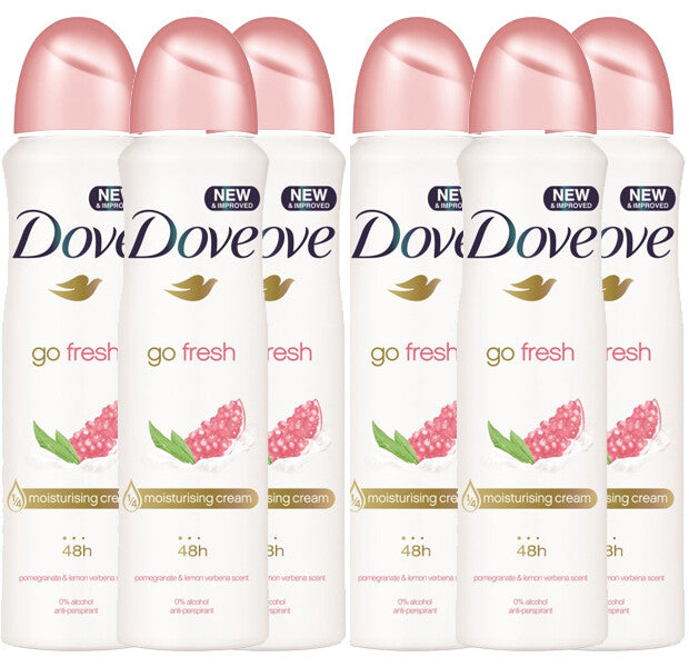 Dove Pomegranate & Lemon Antiperspirant Spray 6 Pack, 150ml - Fresh & Moisturizing