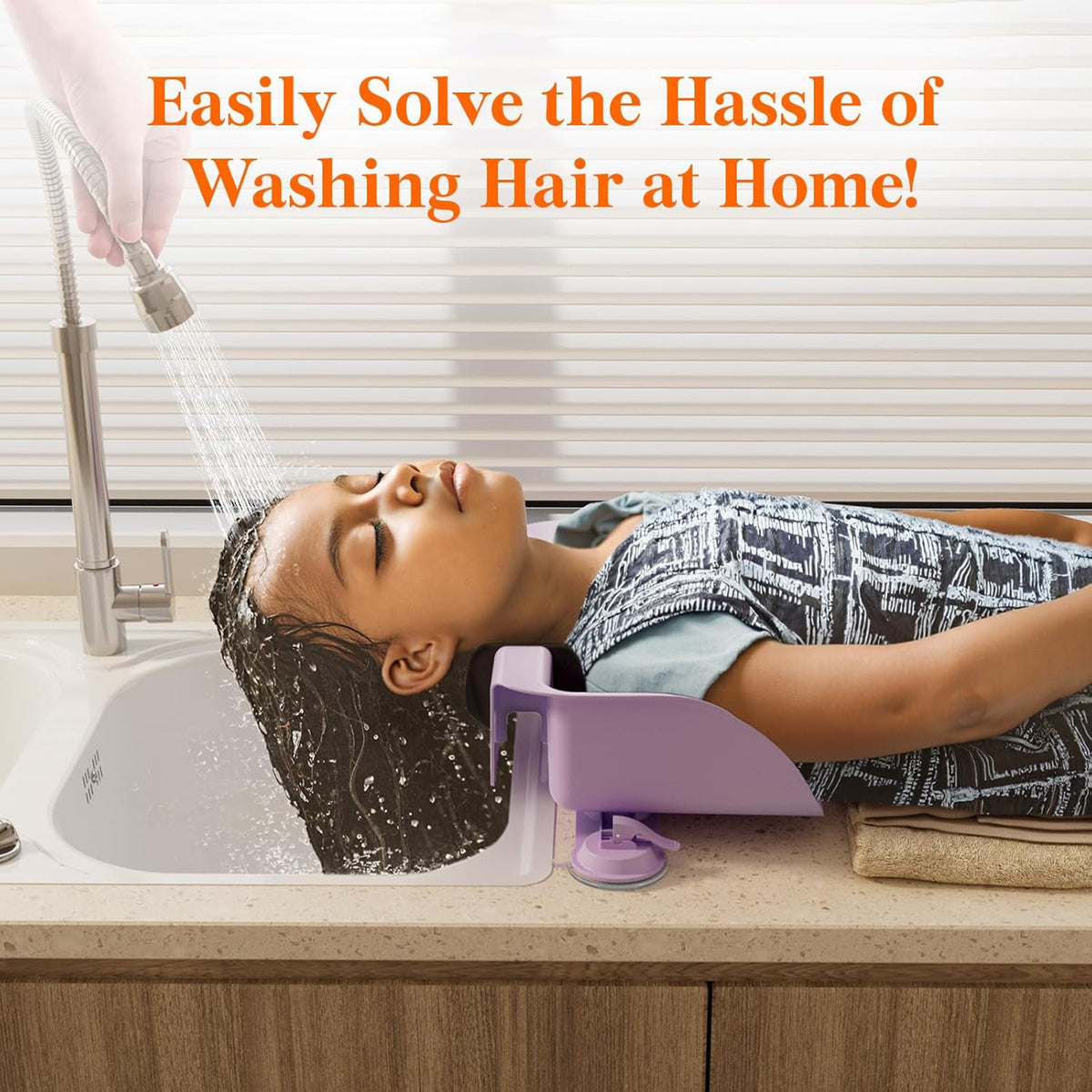 Kids Hair Washing Station with Neck Support, Portable Shampoo Basin for Kitchen or Bathtub