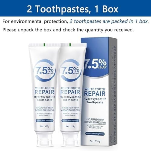 Nano-Hydroxyapatite Toothpaste Mint 7.5% Enamel Repair Fluoride-Free Sensitive