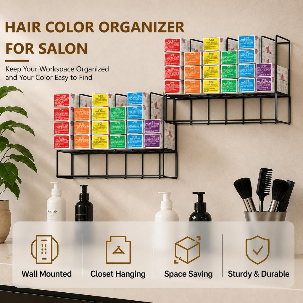Hair Color Organizer Wall Mount Storage Rack for Salon Salon Station