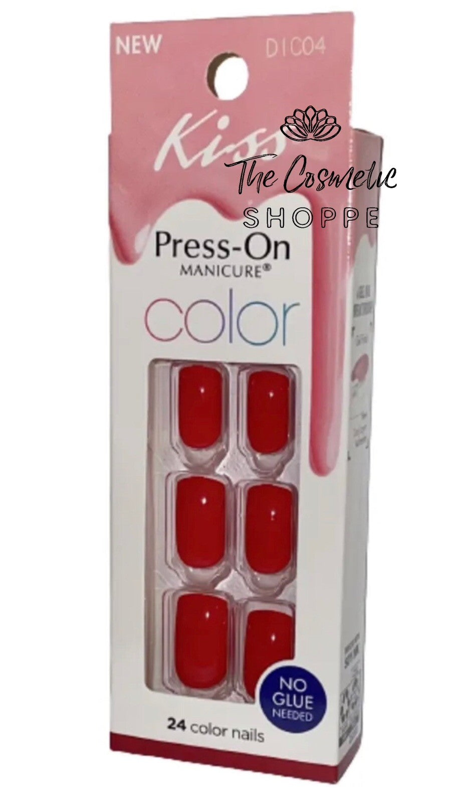 Press-On Manicure Nails - Medium Length Shiny Red False Nails