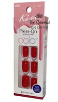 Press-On Manicure Nails - Medium Length Shiny Red False Nails