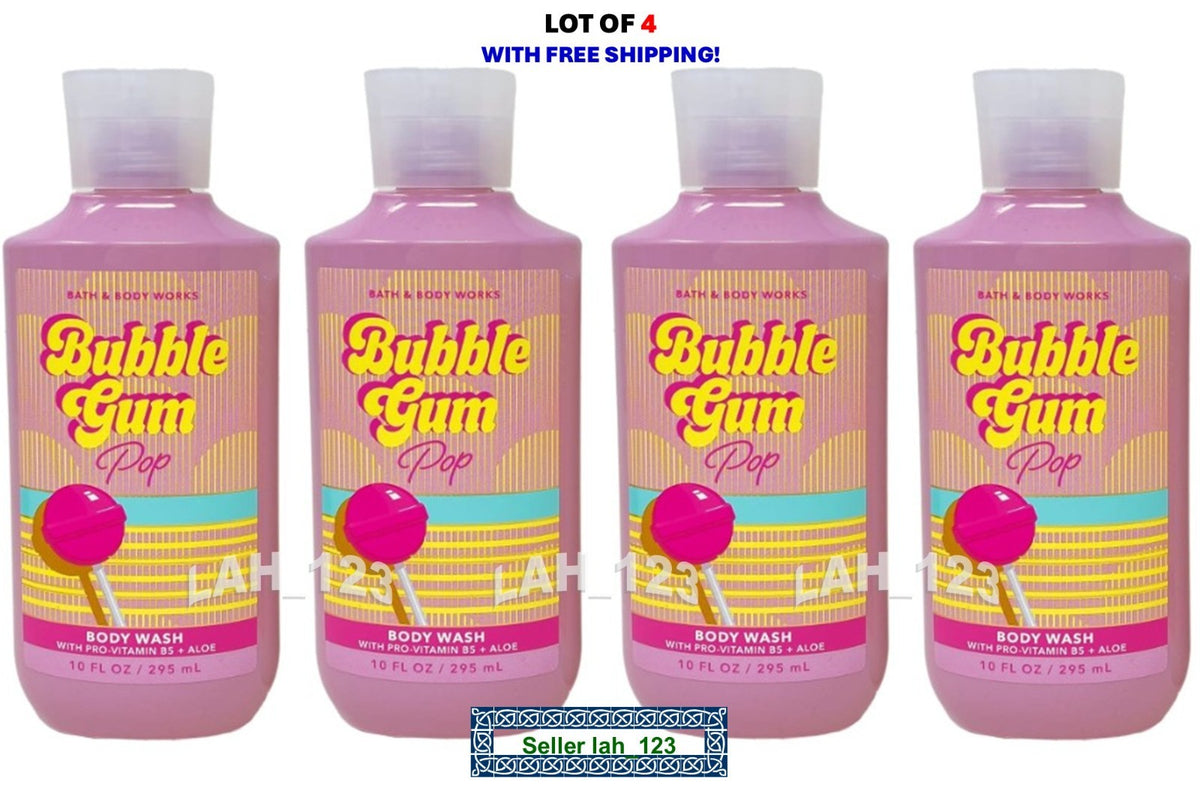 Set of 4 Bubble Gum Pop Body Wash Shower Gel - Sweet Fragrance, 10 oz