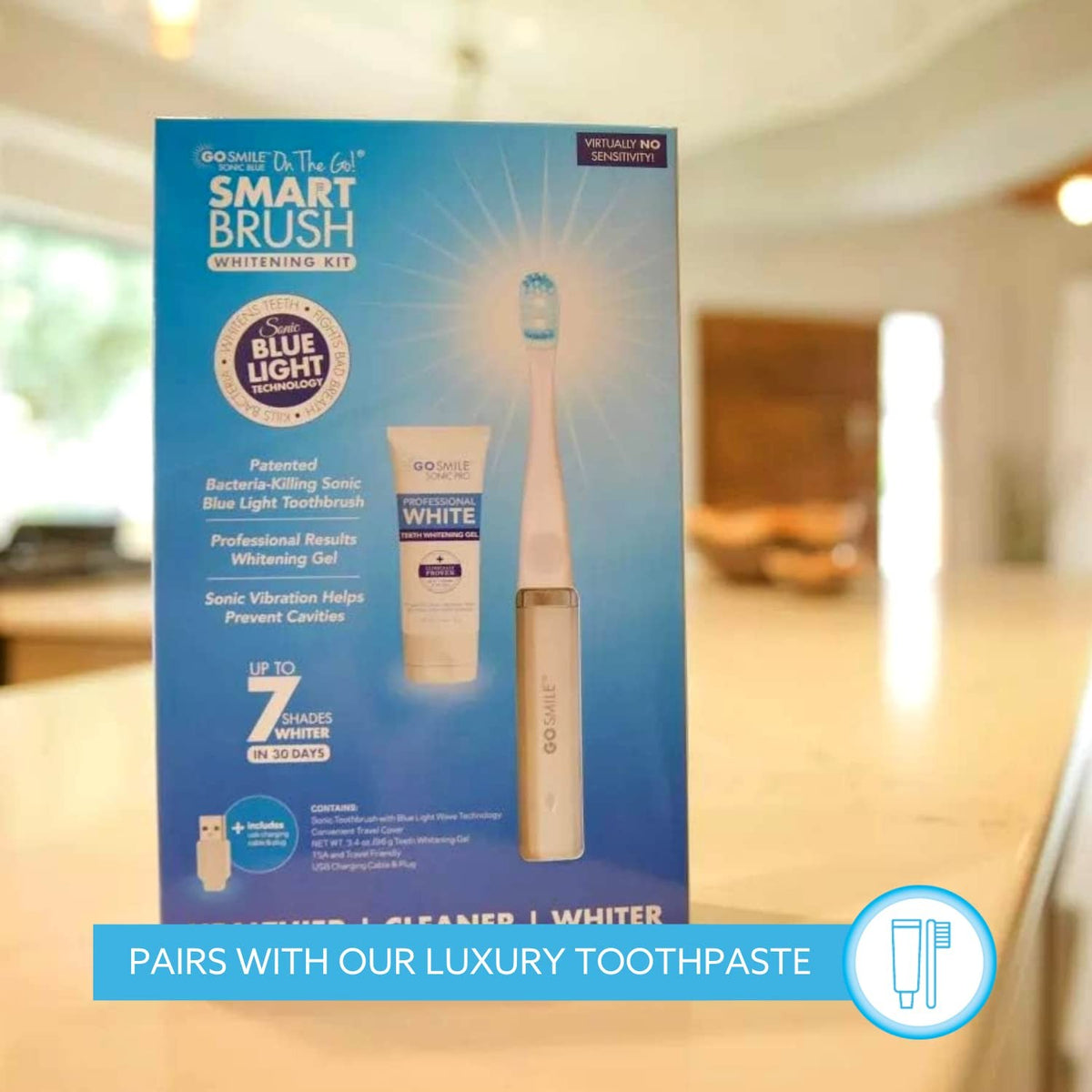 Replacement Brush Heads for On-The-Go Sonic Toothbrush - Blue, Pack of 4