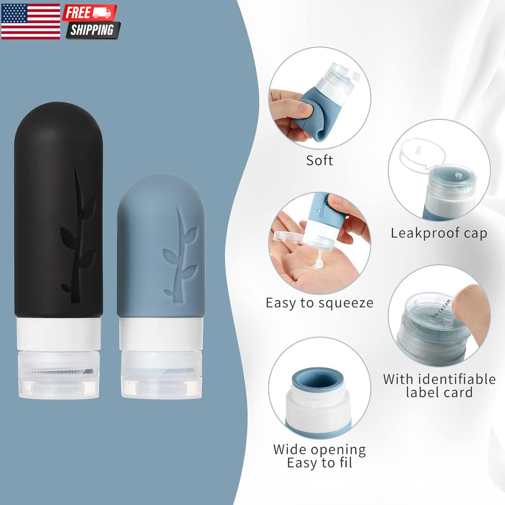 TSA Approved Silicone Travel Bottles Set with Leak-Proof Containers & Accessories