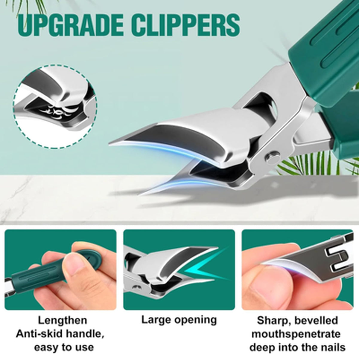 Eagle Beak Nail Clippers Set with Long Handle & Wide Jaw - Manicure Tools