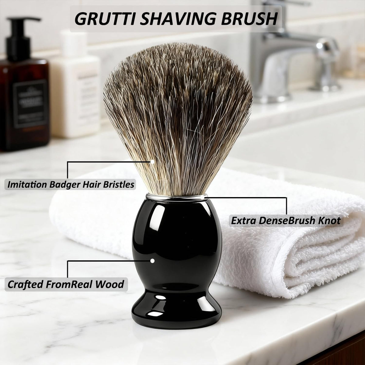 Men's 3-in-1 Shaving Brush Set with Stand, Bowl & Accessories