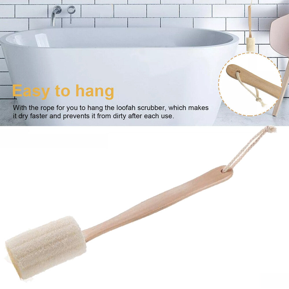 4Pcs Wooden Loofah Back Scrubber Bath Brush Exfoliating Long Handle