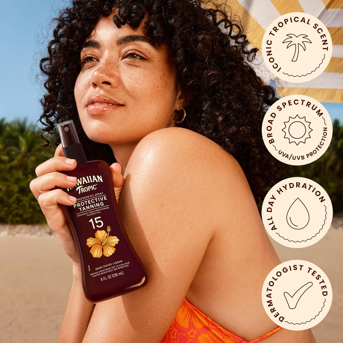 Broad Spectrum Sunscreen Spray SPF 15 Dry Oil for Tanning & Skin Hydration