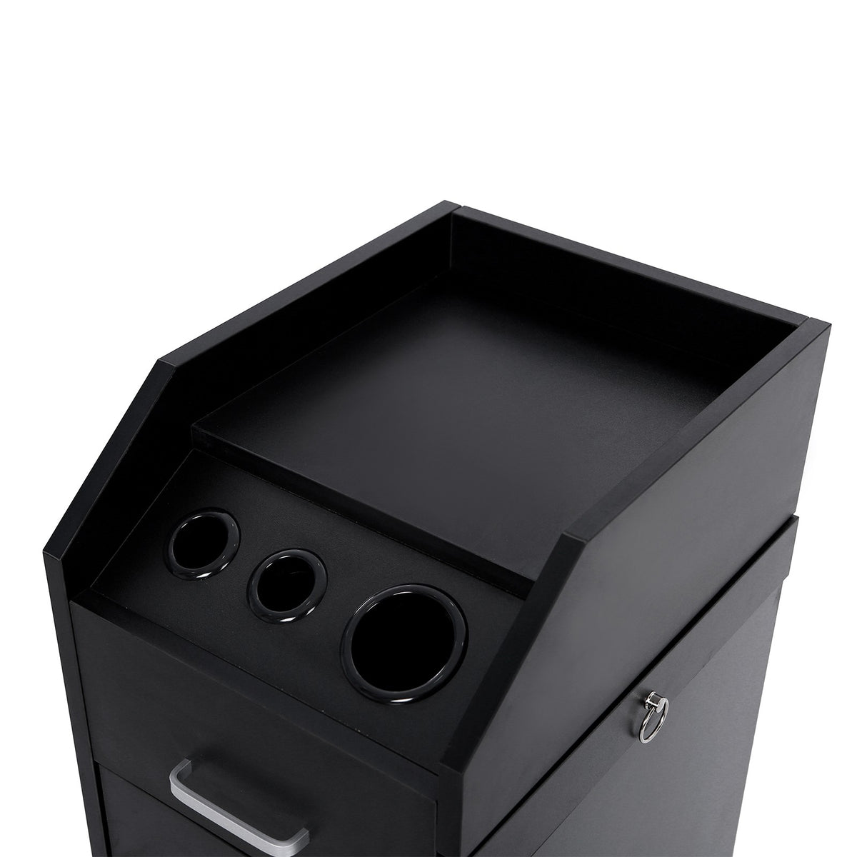Rolling Hair Salon Station Locking Cabinet with 4 Drawers & 3 Tool Holes