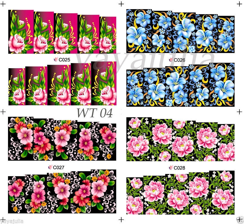 50 Sets Colorful Spring Nail Art Water Transfer Decals - Full Coverage