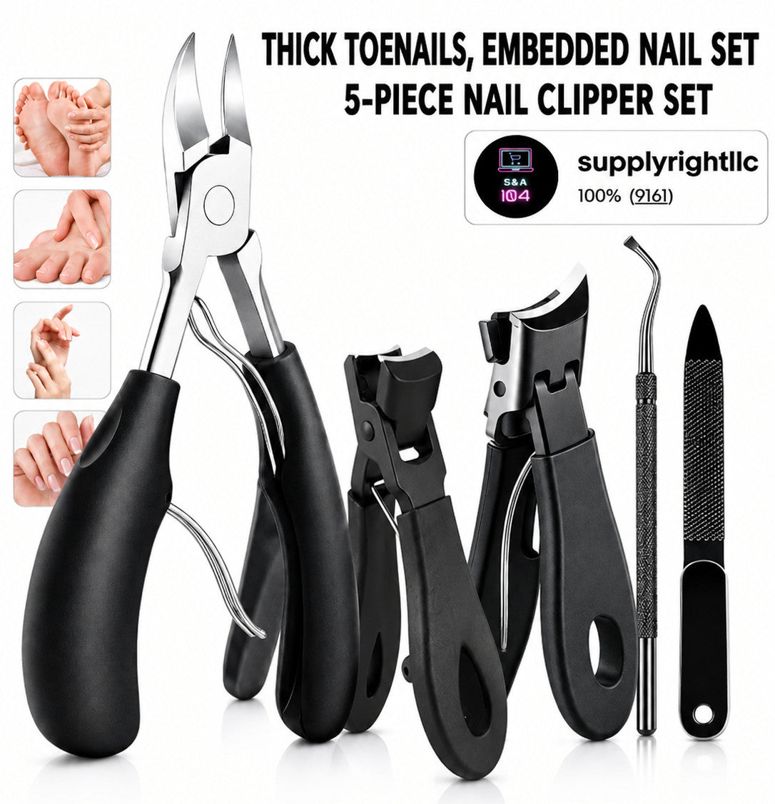 Heavy Duty Toenail Clippers Set for Seniors Thick Toenails Large Nail Care Tools