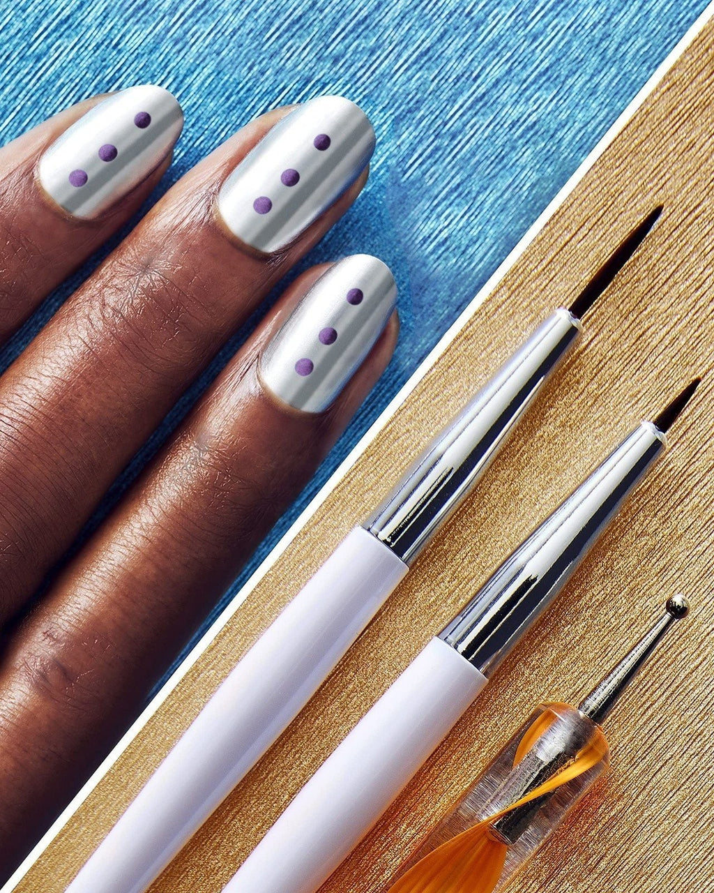 Nail Art Tool Kit with Dotting, Stripping & Marbling Brushes - Salon Pro