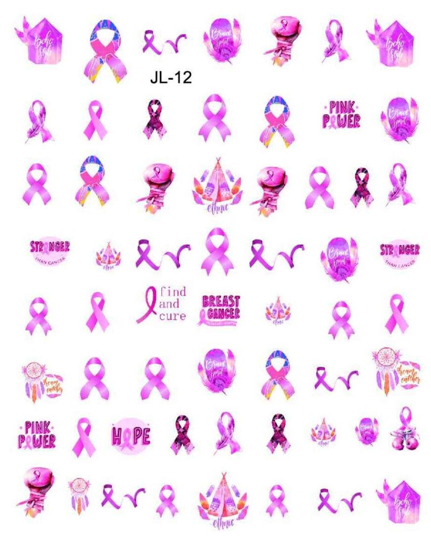6Pcs Breast Cancer Awareness Nail Art Stickers for Women
