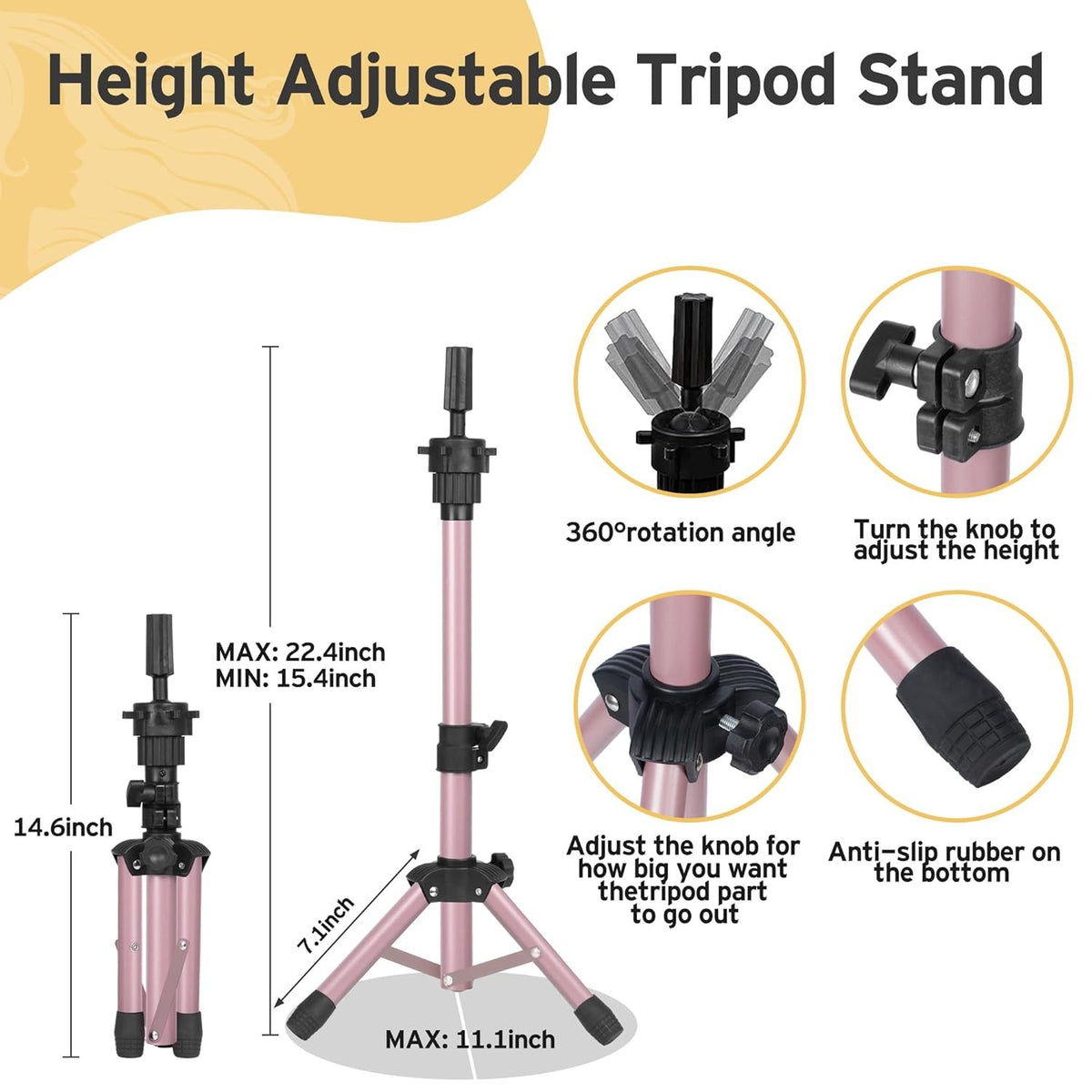 Adjustable Wig Mannequin Stand with Head for Display & Styling