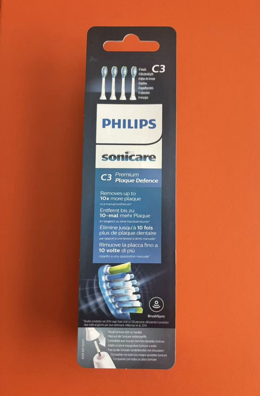 4 Pack Philips Sonicare C3 Premium Plaque Defense Toothbrush Heads - White