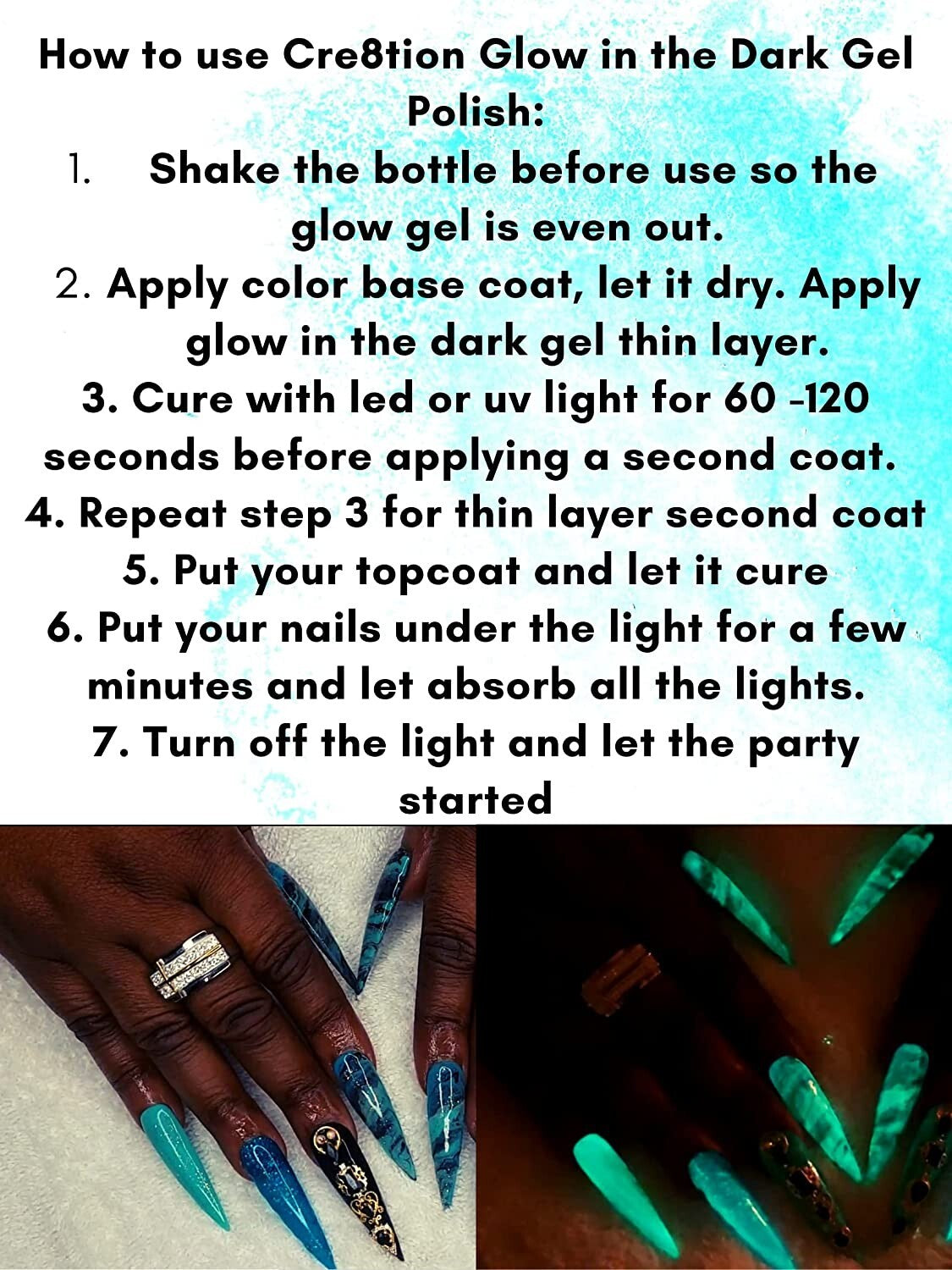 Glow In The Dark Gel Top Coat for Nails 0.5 Oz UV/LED Cure