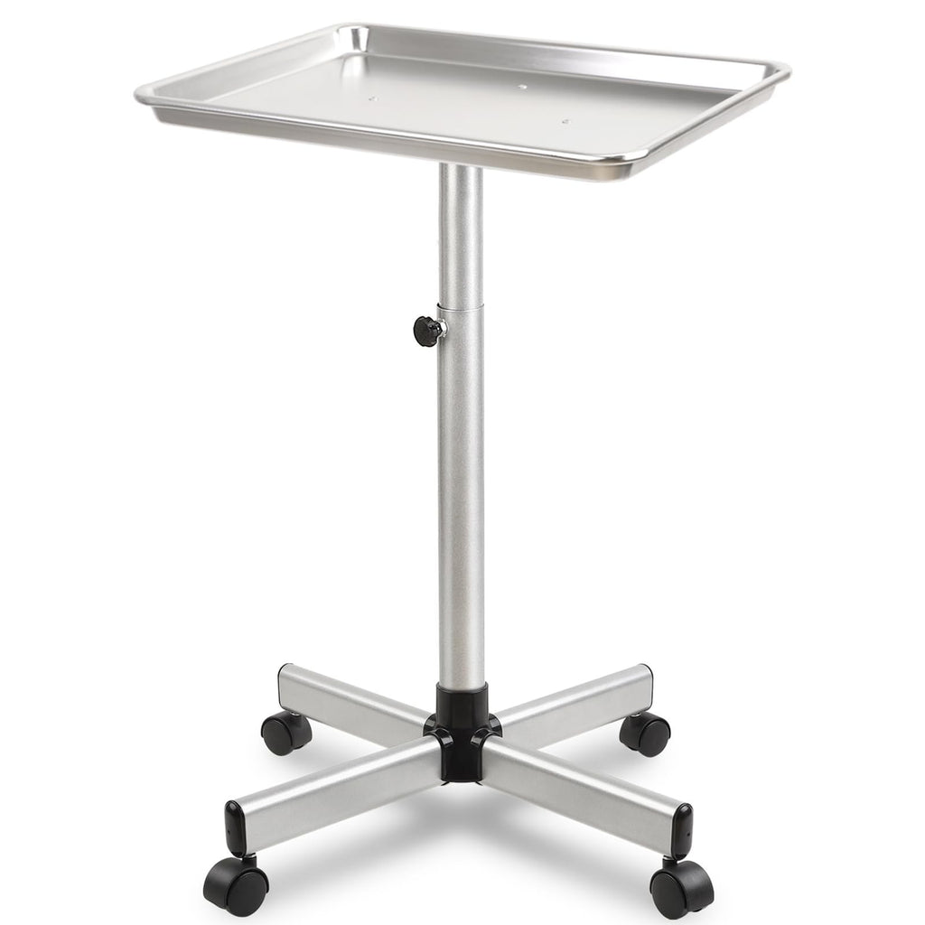 Adjustable Salon Color & Tattoo Tray Cart with Wheels, Height Adjustable